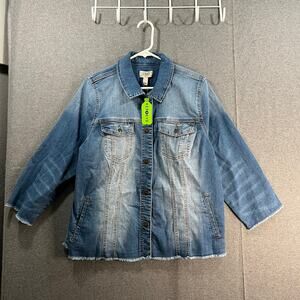 LOGO by Lori Goldstein Jeans Jacket Womens Size 16 Blue Denim